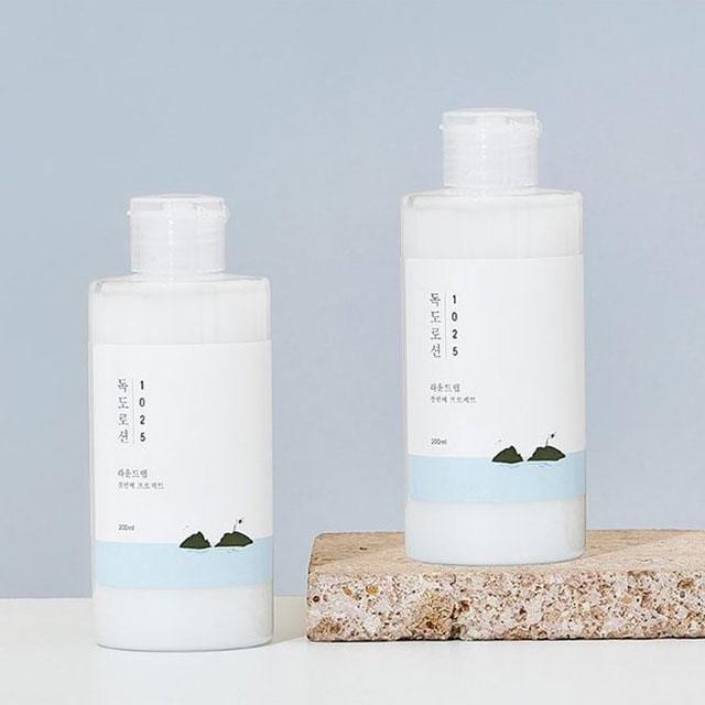 Round Lab 1025 DOKDO TONER 200ml + DOKDO Lotion 200ml professional product photo ready to upload to shopify