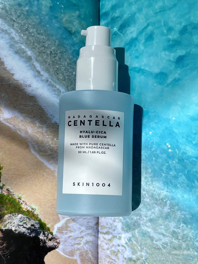 Skin1004 Madagascar Centella Hyalu-Cica Blue Serum 30ml professional product photo ready to upload to shopify