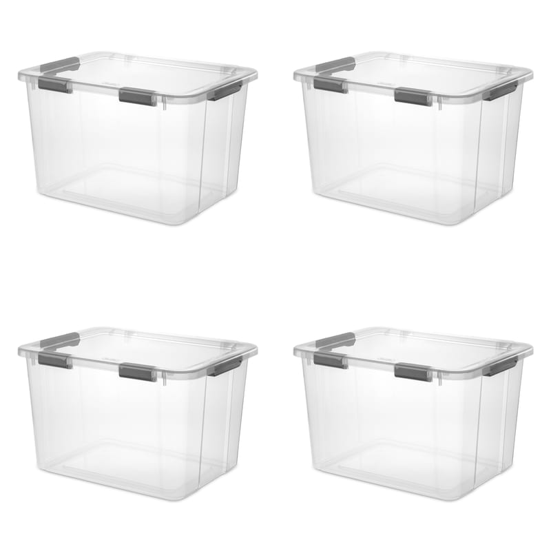 Sterilite 60 Qt. Hinge Lid Storage Box Plastic Flat Gray professional product photo ready to upload to shopify