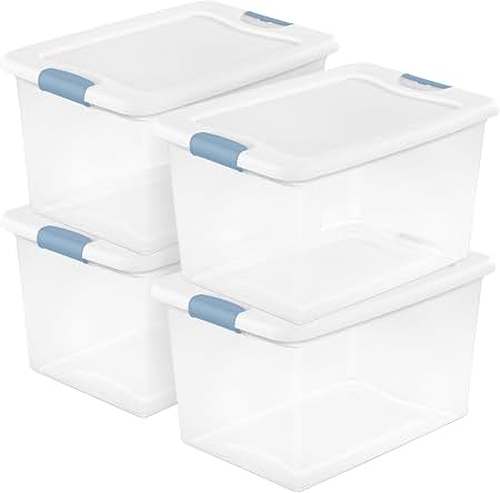 Sterilite 60 Qt. Hinge Lid Storage Box Plastic Flat Gray professional product photo ready to upload to shopify