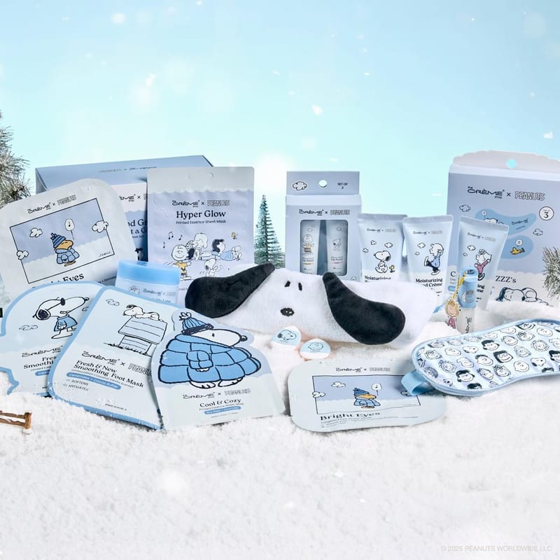 The Creme Shop PEANUTS Silky Sleep Mask professional product photo ready to upload to shopify