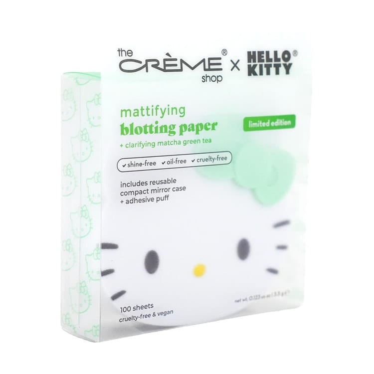 The Creme Shop Sanrio Hello Kitty Green Tea Blotting Paper professional product photo ready to upload to shopify