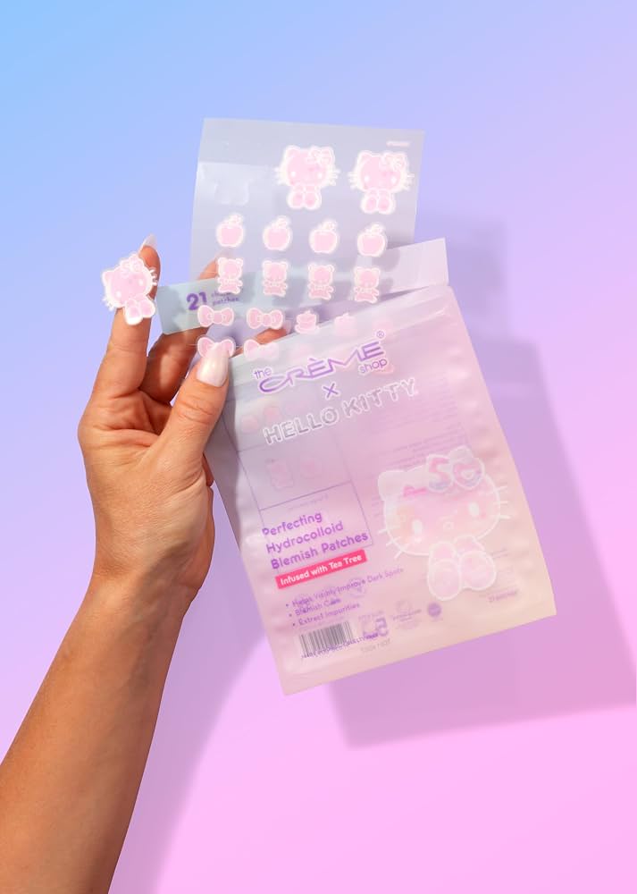 The Creme Shop SANRIO Hello Kitty Over Makeup Hydrocolloid Blemish Patches professional product photo ready to upload to shopify
