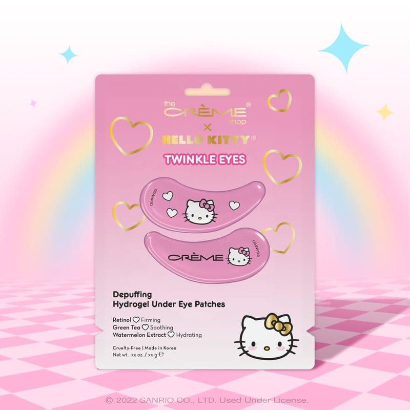 The Creme Shop SANRIO Hello Kitty Twinkle Hydrogel Under Eye Patches professional product photo ready to upload to shopify