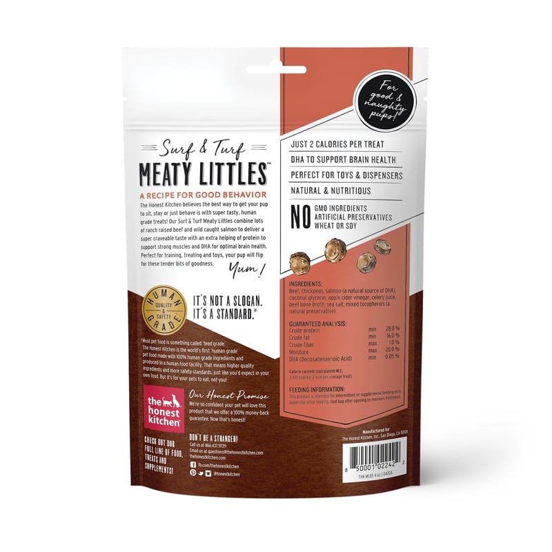 THE HONEST KITCHEN Dog Beef & Salmon Meaty Littles Treats professional product photo ready to upload to shopify