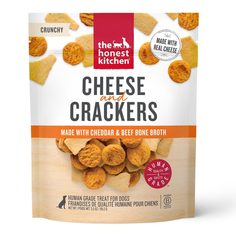 The Honest Kitchen Dog Cheese & Crackers with Cheddar & Beef Bone Broth 3.5 oz professional product photo ready to upload to shopify