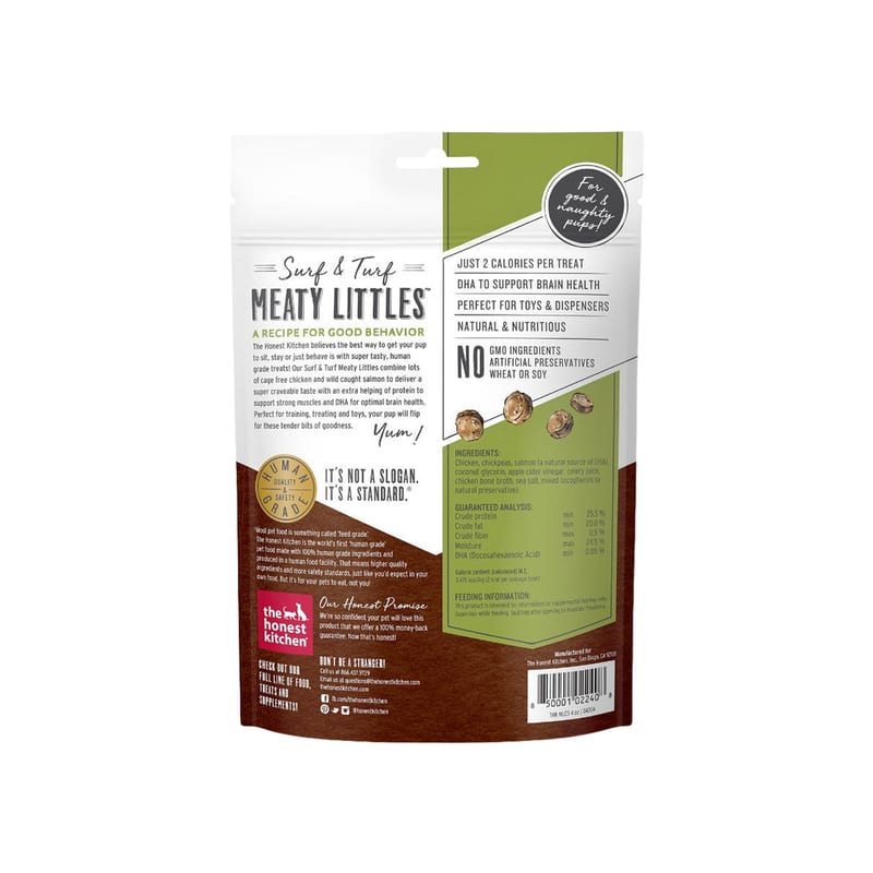 THE HONEST KITCHEN Dog Chicken & Salmon Meaty Littles Treats 4 oz professional product photo ready to upload to shopify