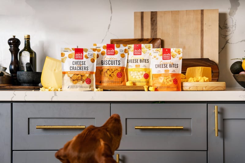 THE HONEST KITCHEN Dog Crunchy Cheddar Cheese Bites professional product photo ready to upload to shopify