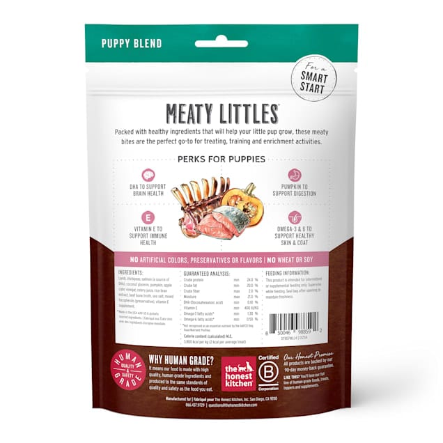 THE HONEST KITCHEN Dog Lamb & Salmon Puppy Meaty Littles Treats 4 oz professional product photo ready to upload to shopify