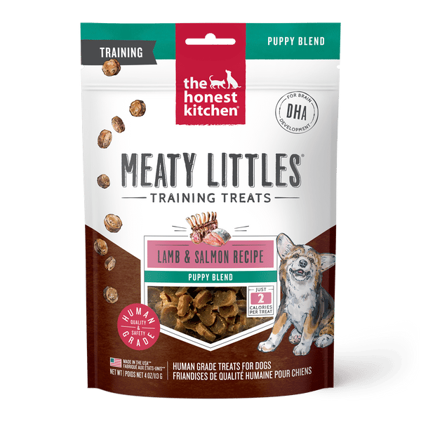 THE HONEST KITCHEN Dog Lamb & Salmon Puppy Meaty Littles Treats 4 oz professional product photo ready to upload to shopify
