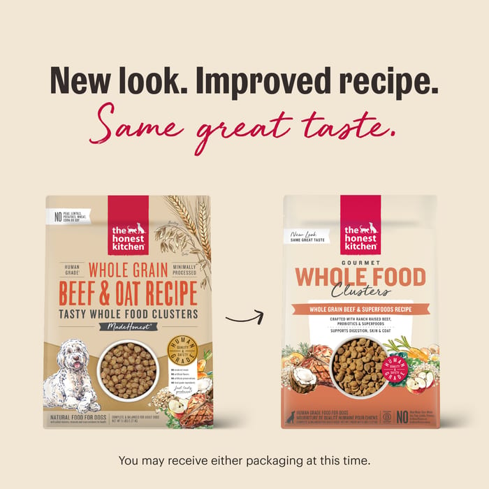 The Honest Kitchen Whole Grain Beef & Oat Whole Food Clusters Kibble 5 lb professional product photo ready to upload to shopify