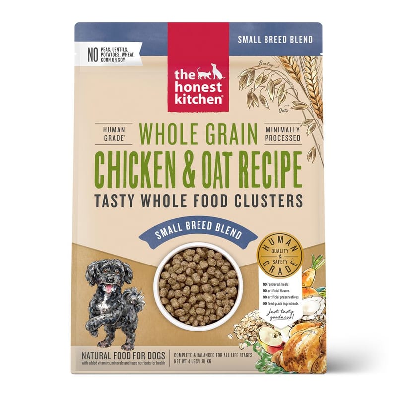 THE HONEST KITCHEN Dog Whole Grain Chicken Whole Food Clusters Kibble for Small Breed 4 lb professional product photo ready to upload to shopify