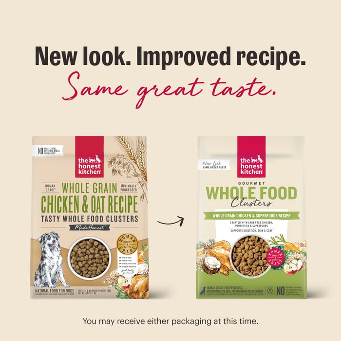 THE HONEST KITCHEN Dog Whole Grain Chicken Whole Food Clusters Kibble for Small Breed 4 lb professional product photo ready to upload to shopify