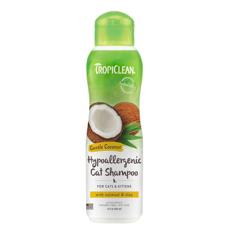 TROPICLEAN Cats & Kittens Hypoallergenic Coconut Shampoo 12 oz professional product photo ready to upload to shopify
