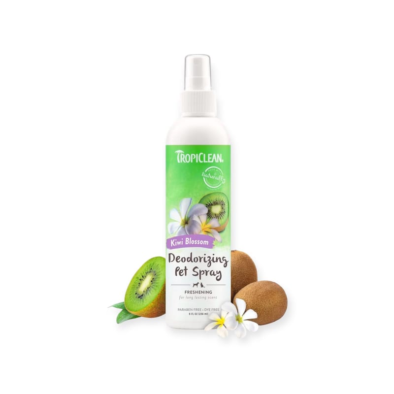 TROPICLEAN Dog & Cat Kiwi Blossom Deodorizing Spray 8 oz professional product photo ready to upload to shopify