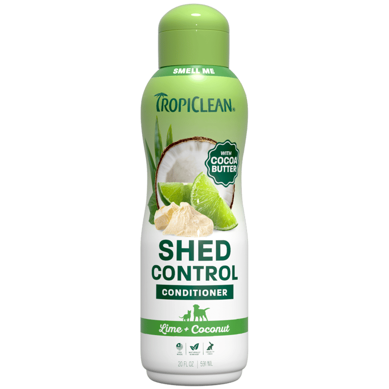 TROPICLEAN Dog & Cat Lime & Coconut Shed Control Pet Conditioner 20 oz professional product photo ready to upload to shopify