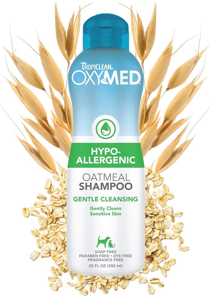 TROPICLEAN OxyMed Hypoallergenic Shampoo 20 oz professional product photo ready to upload to shopify