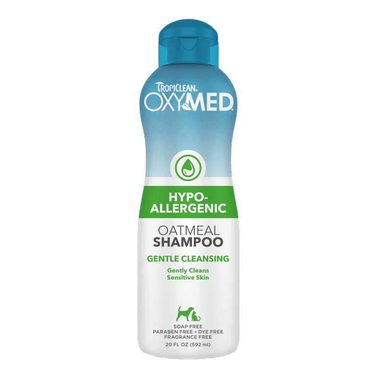 TROPICLEAN OxyMed Hypoallergenic Shampoo 20 oz professional product photo ready to upload to shopify