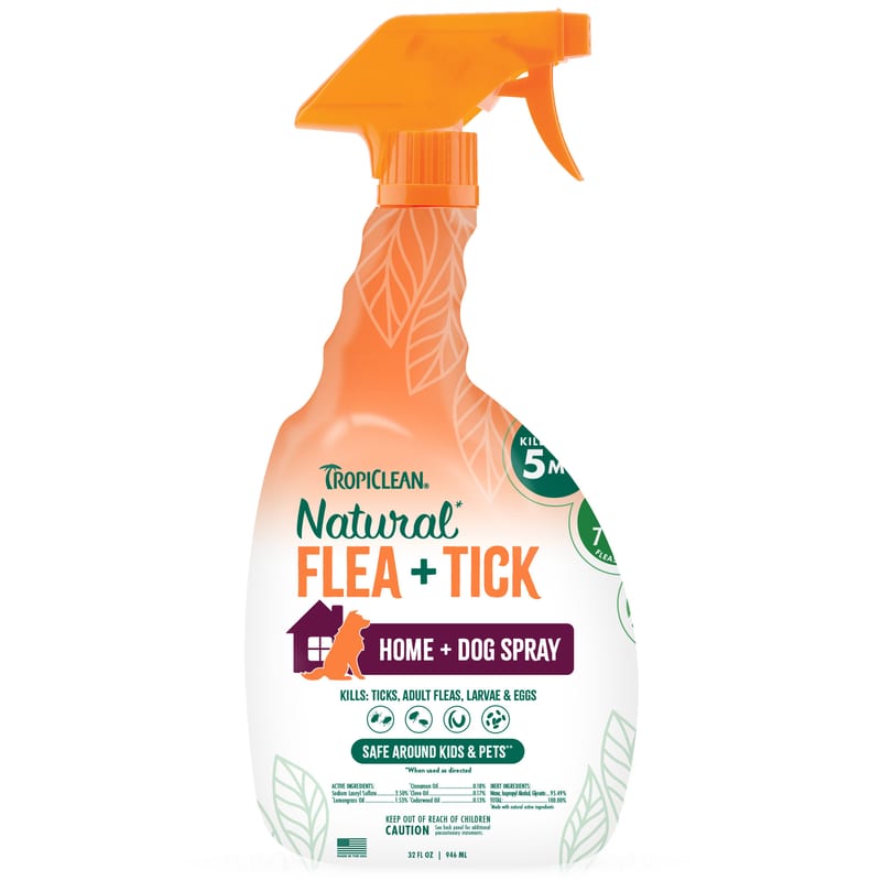 TROPICLEAN Natural Flea & Tick Home Spray 32 oz professional product photo ready to upload to shopify