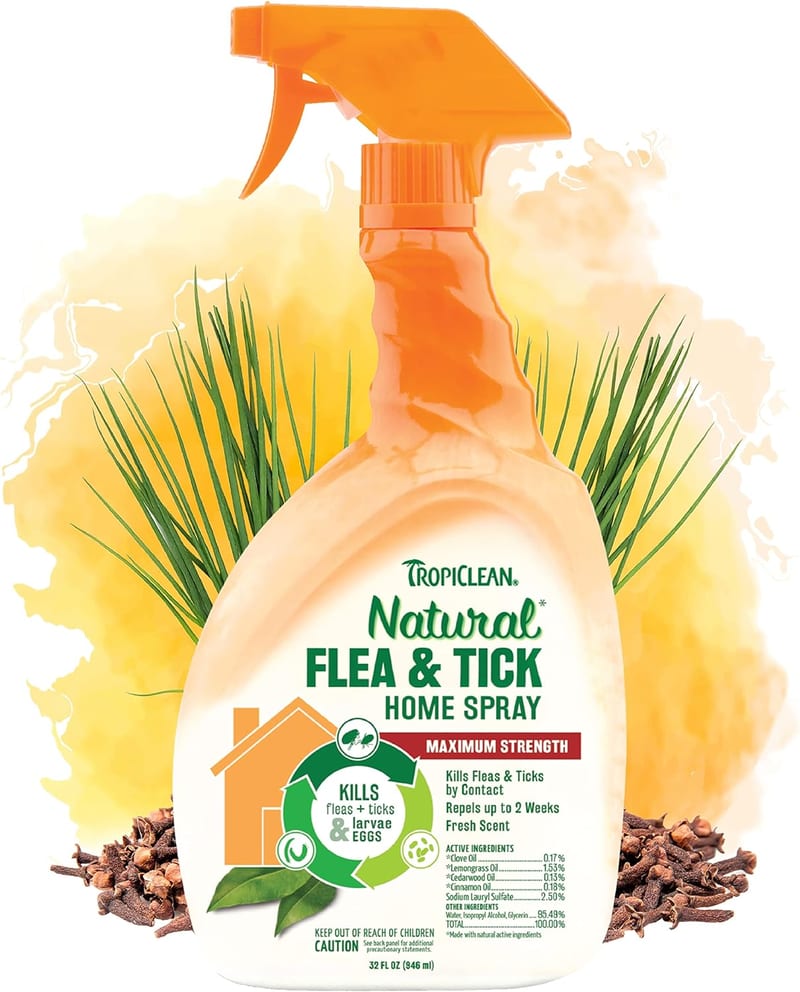 TROPICLEAN Natural Flea & Tick Home Spray 32 oz professional product photo ready to upload to shopify