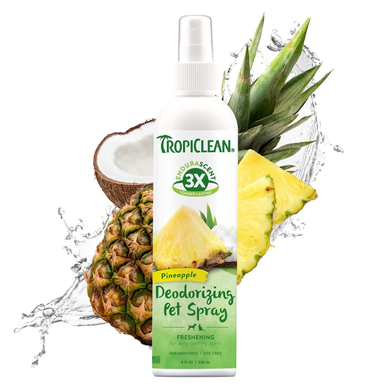 TROPICLEAN EnduraScent Pineapple Deodorizing Spray 8 oz professional product photo ready to upload to shopify