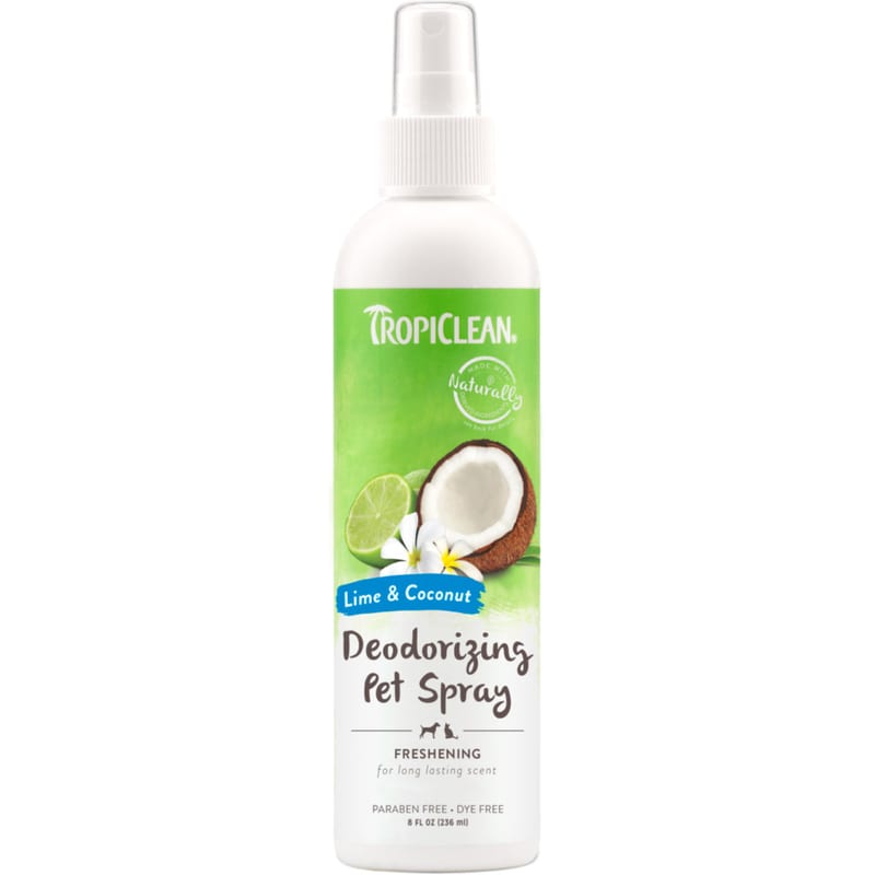 TROPICLEAN Lime & Coconut Deodorizing Pet Spray 8 oz professional product photo ready to upload to shopify
