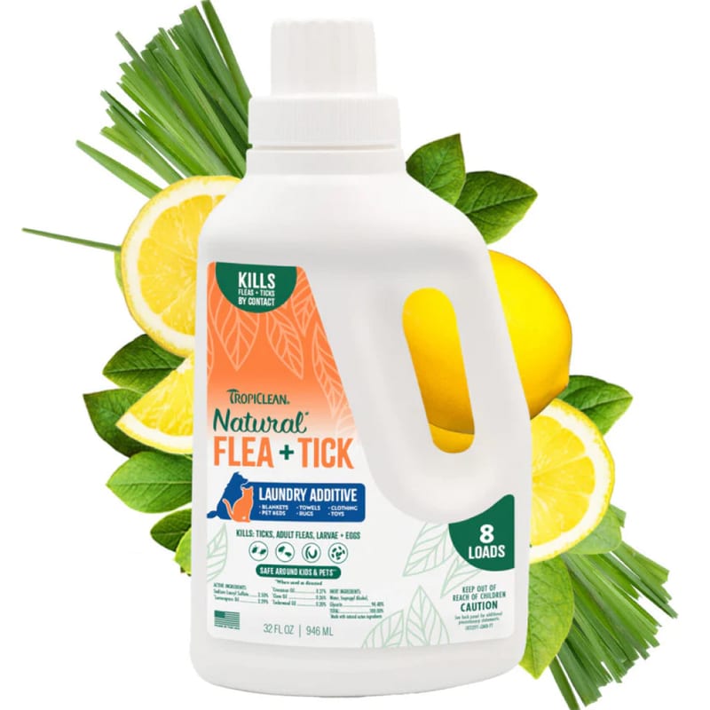 TROPICLEAN Natural Flea & Tick Laundry Additive 32 oz professional product photo ready to upload to shopify