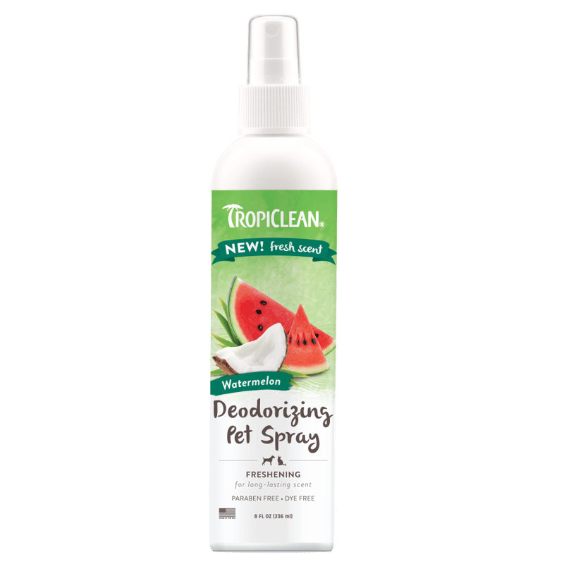 TROPICLEAN Dogs & Cats Watermelon Deodorizing Spray 8 oz professional product photo ready to upload to shopify