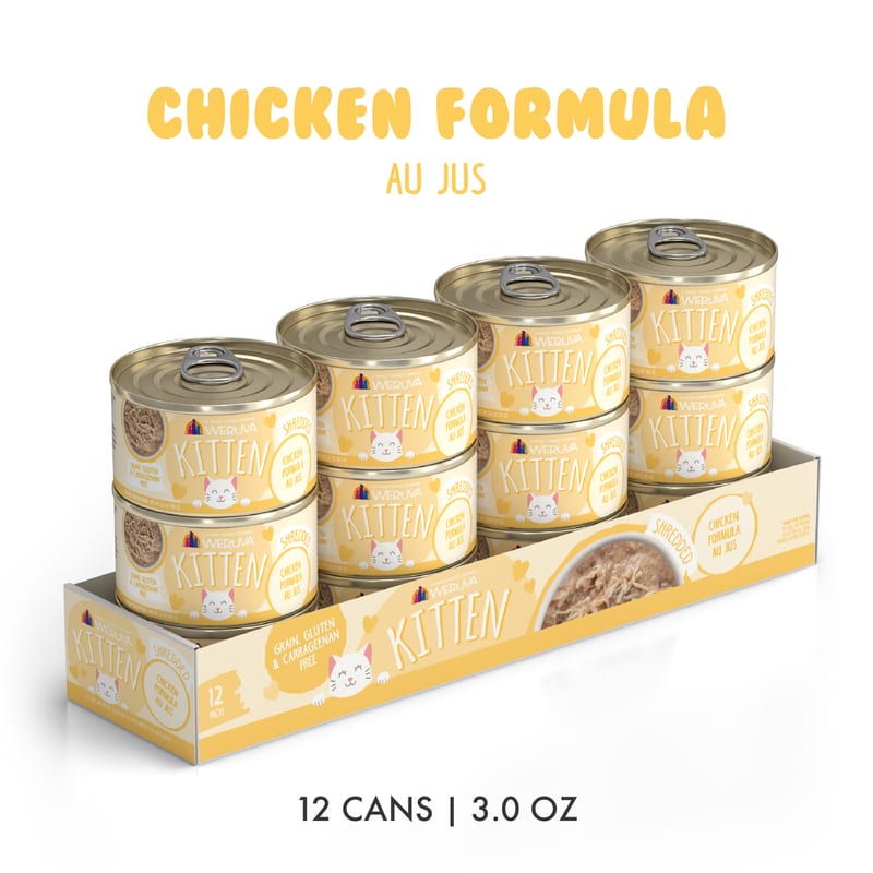 WERUVA Cat Kitten Chicken Formula Au Jus 3 oz professional product photo ready to upload to shopify