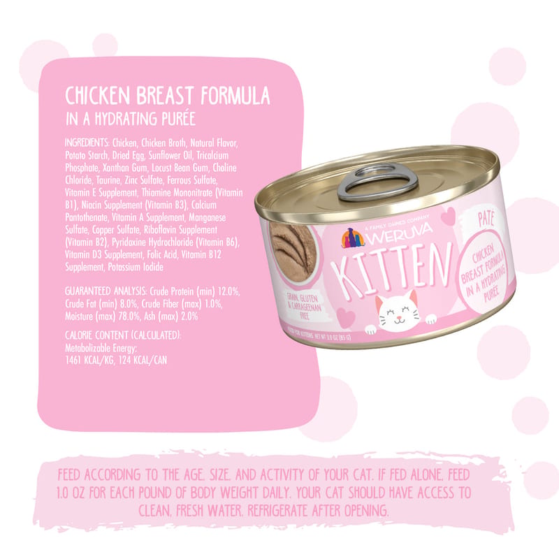 WERUVA Cat Kitten Hydrating Puree Chicken Breast Formula 3oz professional product photo ready to upload to shopify