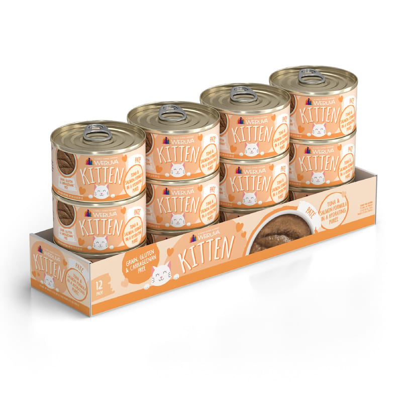 WERUVA CAT KITTEN HYDRATING PUREE TUNA & SALMON FORMULA professional product photo ready to upload to shopify