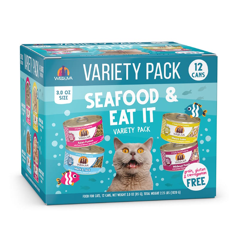 WERUVA CAT SEAFOOD EAT IT 3OZ VARIETY professional product photo ready to upload to shopify