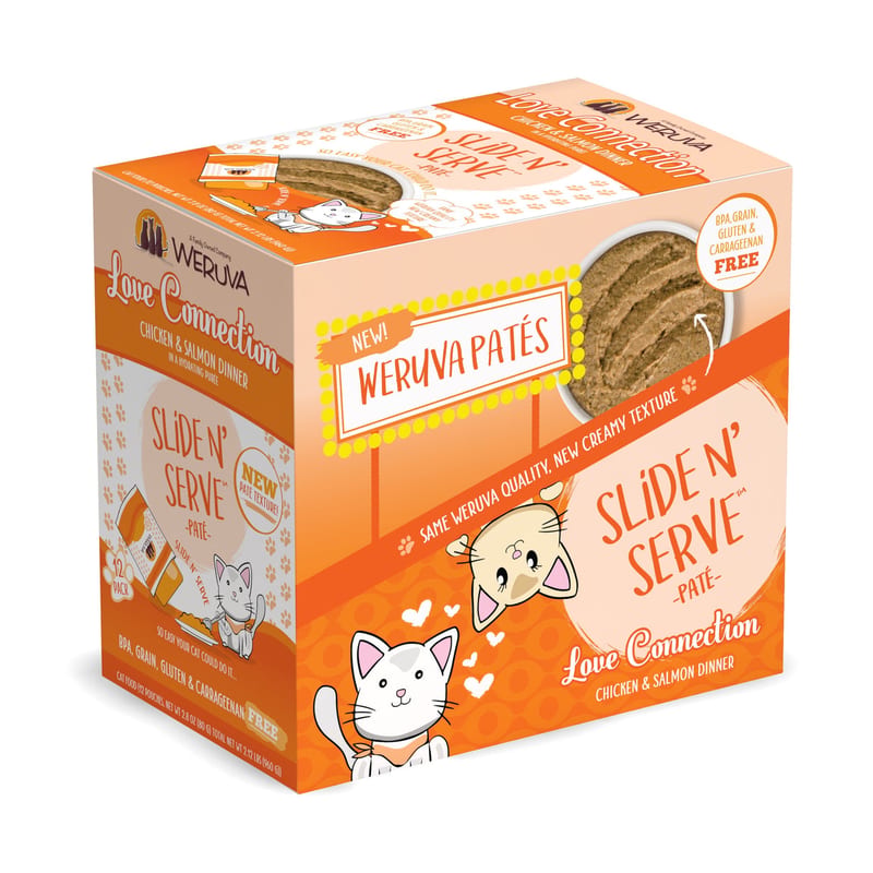 WERUVA Cat Slide N' Serve Love Connection 2.8oz Pouch professional product photo ready to upload to shopify