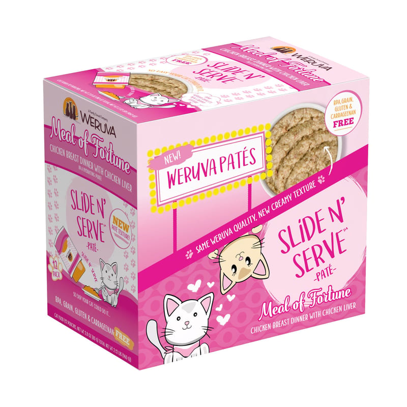 WERUVA Cat Slide N' Serve Meal of Fortune 2.8oz Pouch professional product photo ready to upload to shopify
