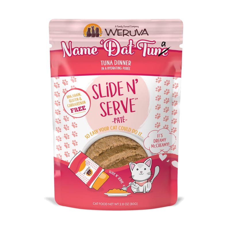 WERUVA CAT SLIDE N' SERVE NAME 'DAT TUNA 2.8OZ POUCH professional product photo ready to upload to shopify