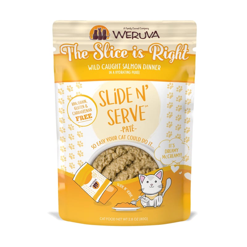 WERUVA CAT THE SLICE IS RIGHT 2.8OZ POUCH professional product photo ready to upload to shopify