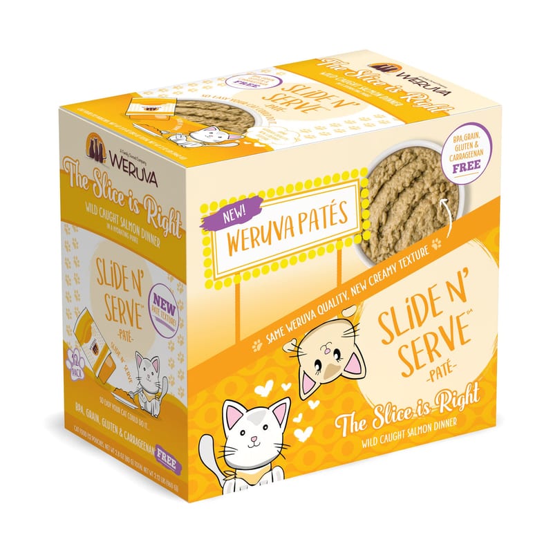 WERUVA CAT SLIDE & SERVE THE SLICE IS RIGHT 2.8OZ POUCH professional product photo ready to upload to shopify