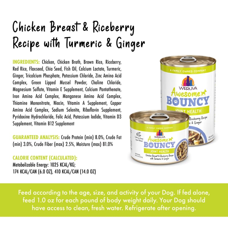 WERUVA DOG BOUNCY CHICKEN & RICE 6OZ professional product photo ready to upload to shopify