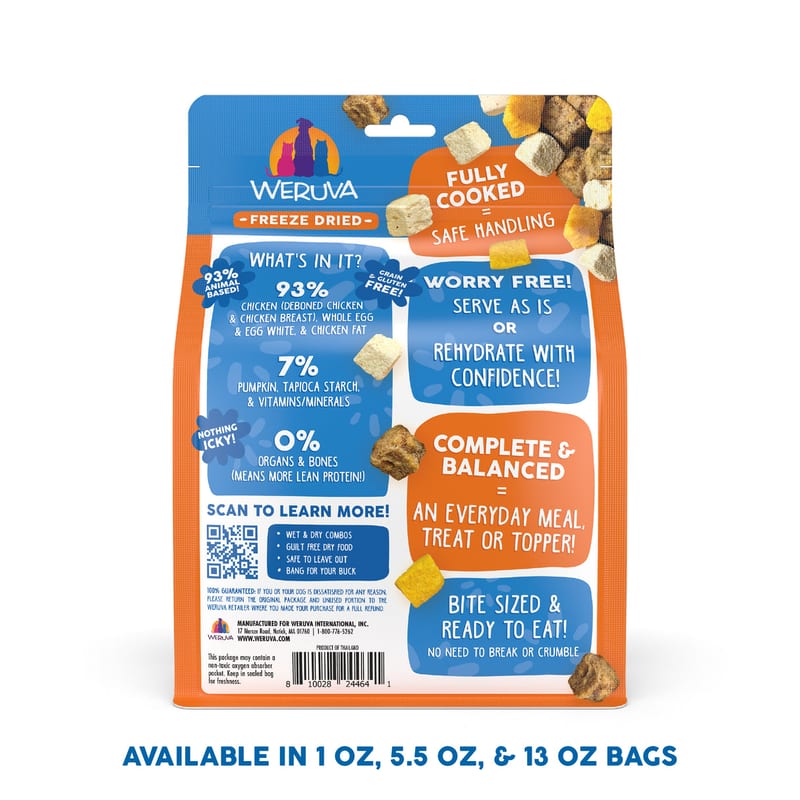 WERUVA DOG FREEZE-DRIED FEELING FARMY FOOD 5.5OZ professional product photo ready to upload to shopify