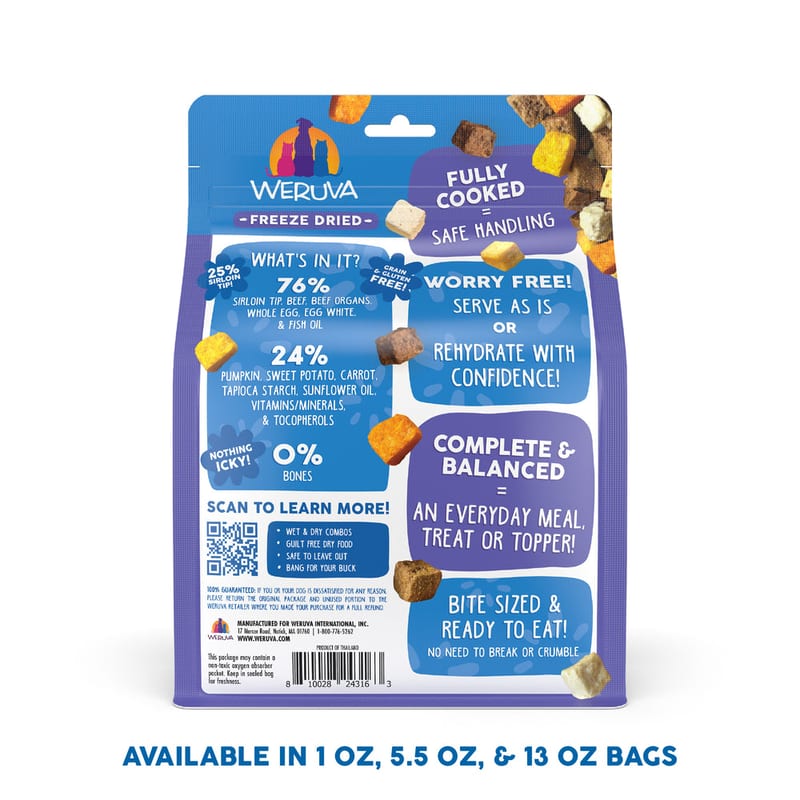 WERUVA Dog Freeze-Dried Steak Frites Dinner 5.5oz professional product photo ready to upload to shopify