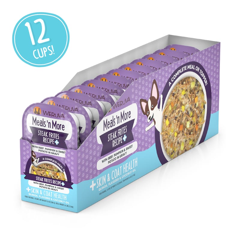 WERUVA DOG MEALS N' MORE STEAK FRITES RECIPE 3.5OZ CUP professional product photo ready to upload to shopify