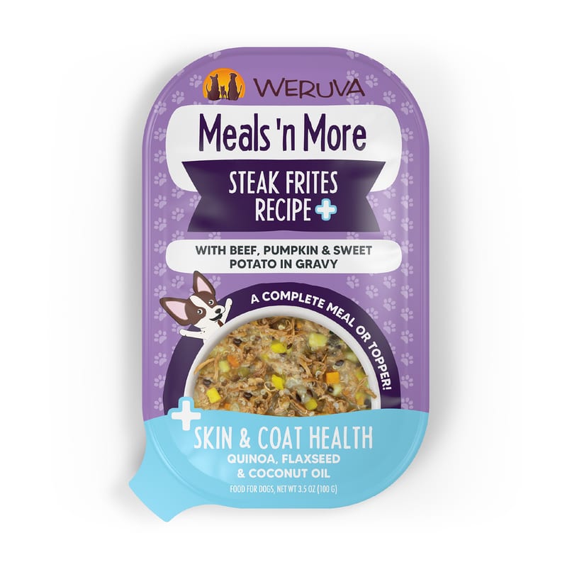 WERUVA DOG MEALS N' MORE STEAK FRITES RECIPE PLUS 3.5OZ CUP professional product photo ready to upload to shopify