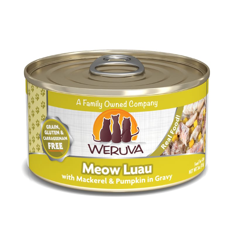 Weruva Meow Luau with Mackerel and Pumpkin Gravy 3oz professional product photo ready to upload to shopify