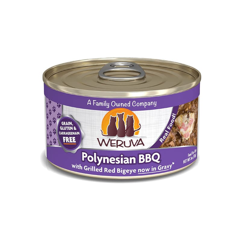 Weruva Polynesian BBQ with Grilled Red Bigeye in Gravy 3oz professional product photo ready to upload to shopify