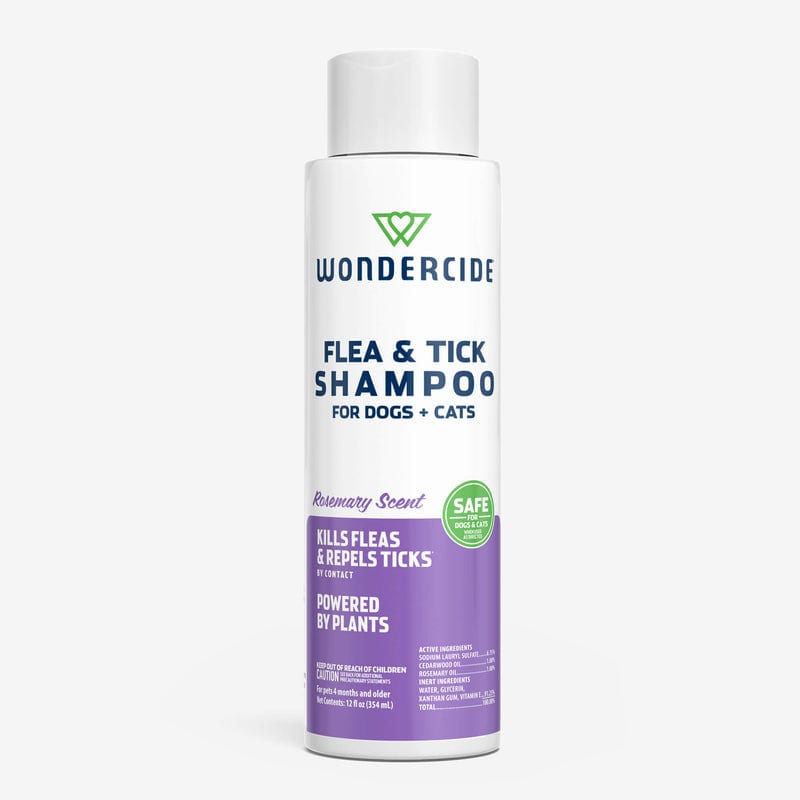WONDERCIDE Dog & Cat Flea & Tick Rosemary Shampoo with Natural Essential Oils 12 oz professional product photo ready to upload to shopify