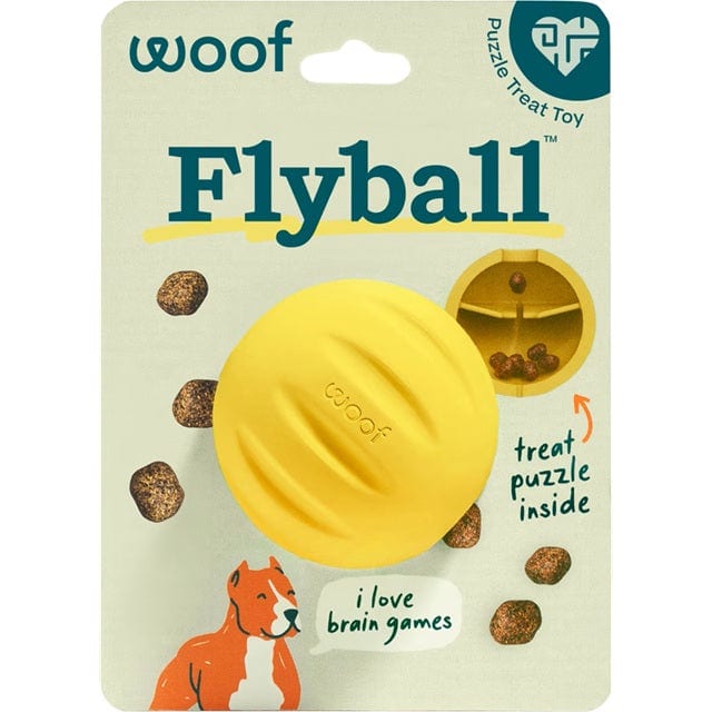 WOOF Dog Flyball Fetch Ball & Fits Standard Launchers Interactive Toy Yellow professional product photo ready to upload to shopify