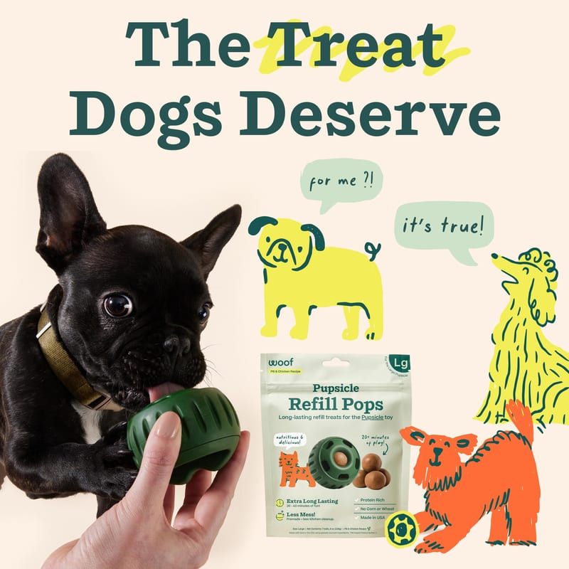WOOF Dog Pupsicle Chicken & Peanut Butter Refill Pops Treats professional product photo ready to upload to shopify