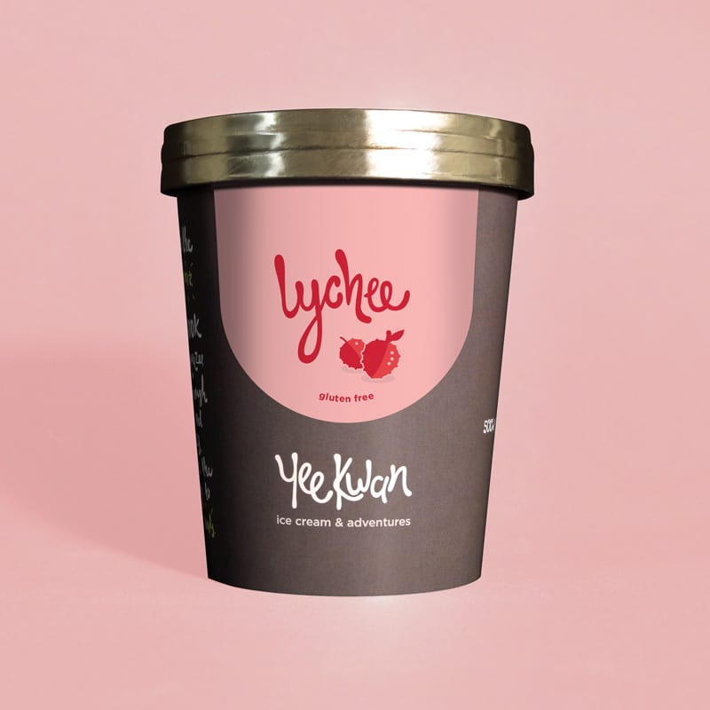 Yee Kwan Lychee Ice Cream 100ml professional product photo ready to upload to shopify